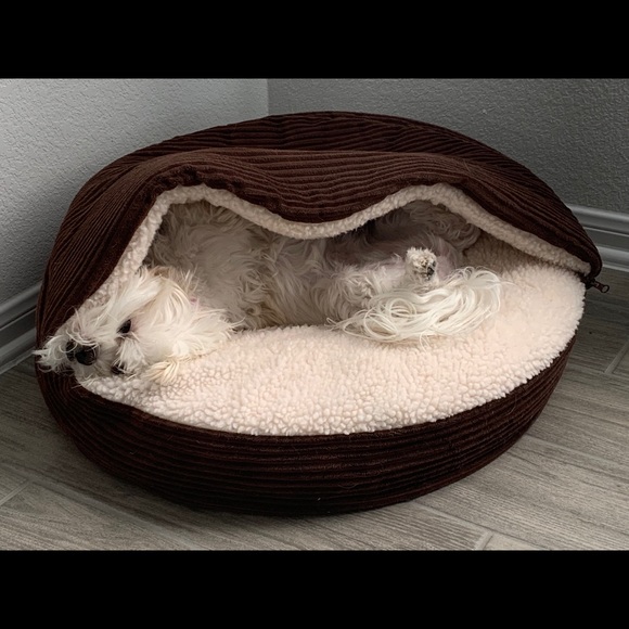 Fleecy Pet Cave Round Soft Bed for Small Dog Cat - Picture 8 of 11